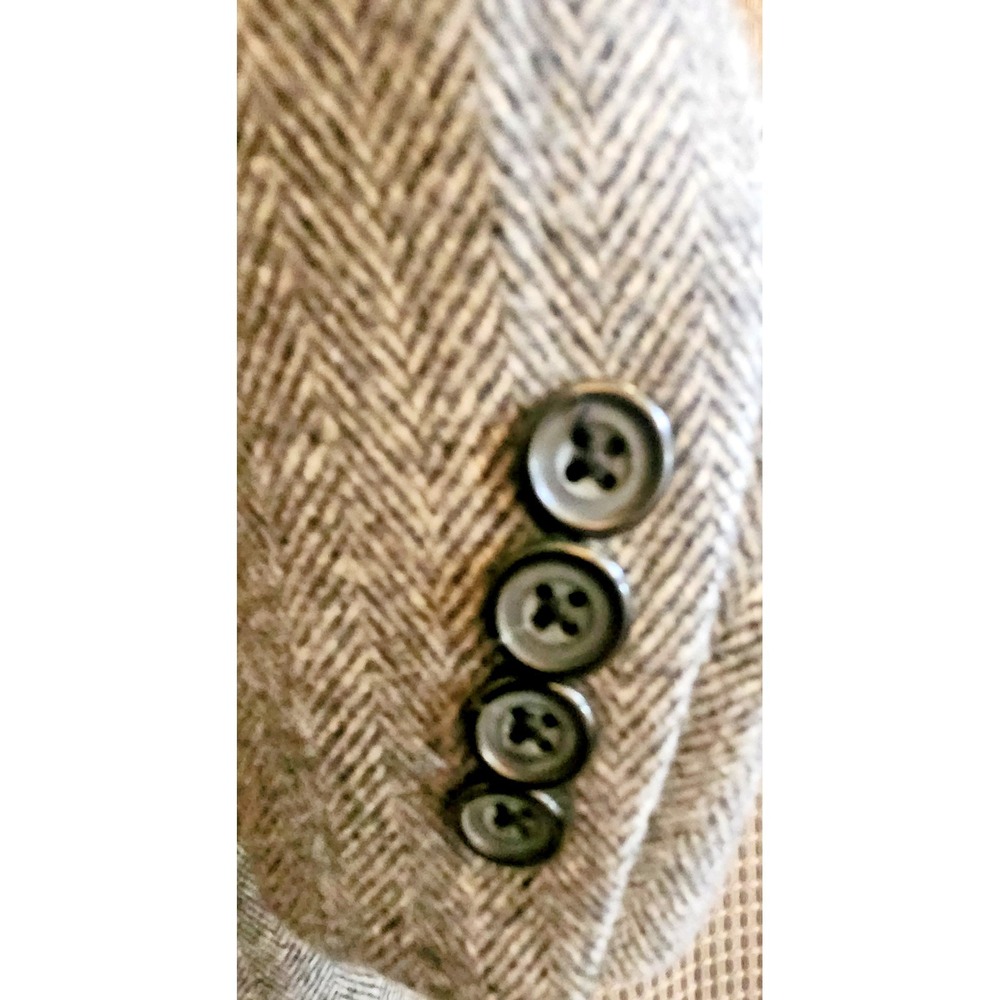 Mens Size 46 Regular Geoffrey Beene Wool and Camelhair Herringbone Blazer Jacket - Picture 3 of 8